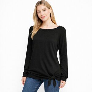 Ultra Comfy Side-Tie Jet Black Tunic Sweater by Express